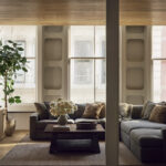 Comfortable living room with large windows
