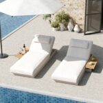 Homary Wood & Aluminum Outdoor Lounger Daybed