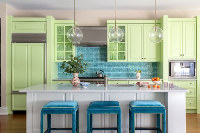 Light green and blue kitchen