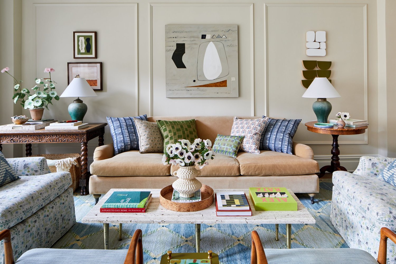 Layered, comfortable living room space