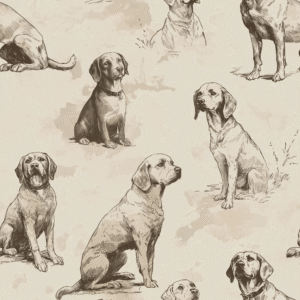Painted Paper Country Companions Dogs Wallpaper