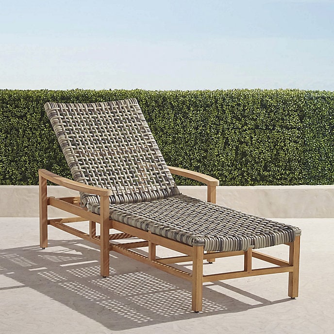 Frontgate Isola Chaise Lounge in Natural Teak & Driftwood Wicker