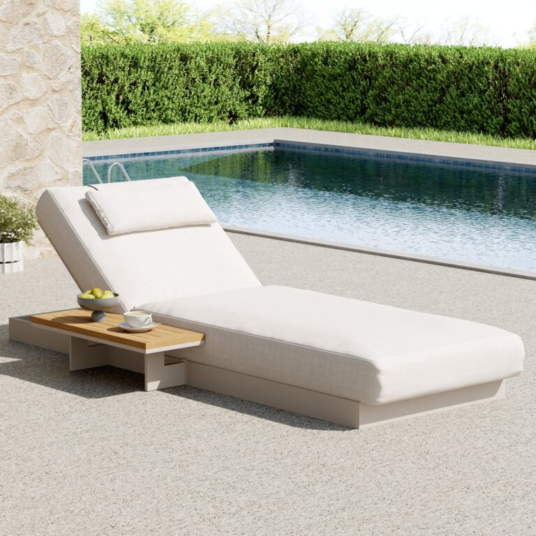 Homary Wood & Aluminum Outdoor Lounger Daybed
