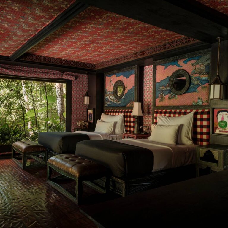 Ornate pattern on the ceiling at Capella Ubud