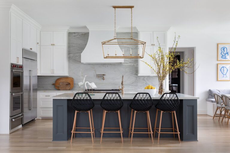 updated white and navy kitchen