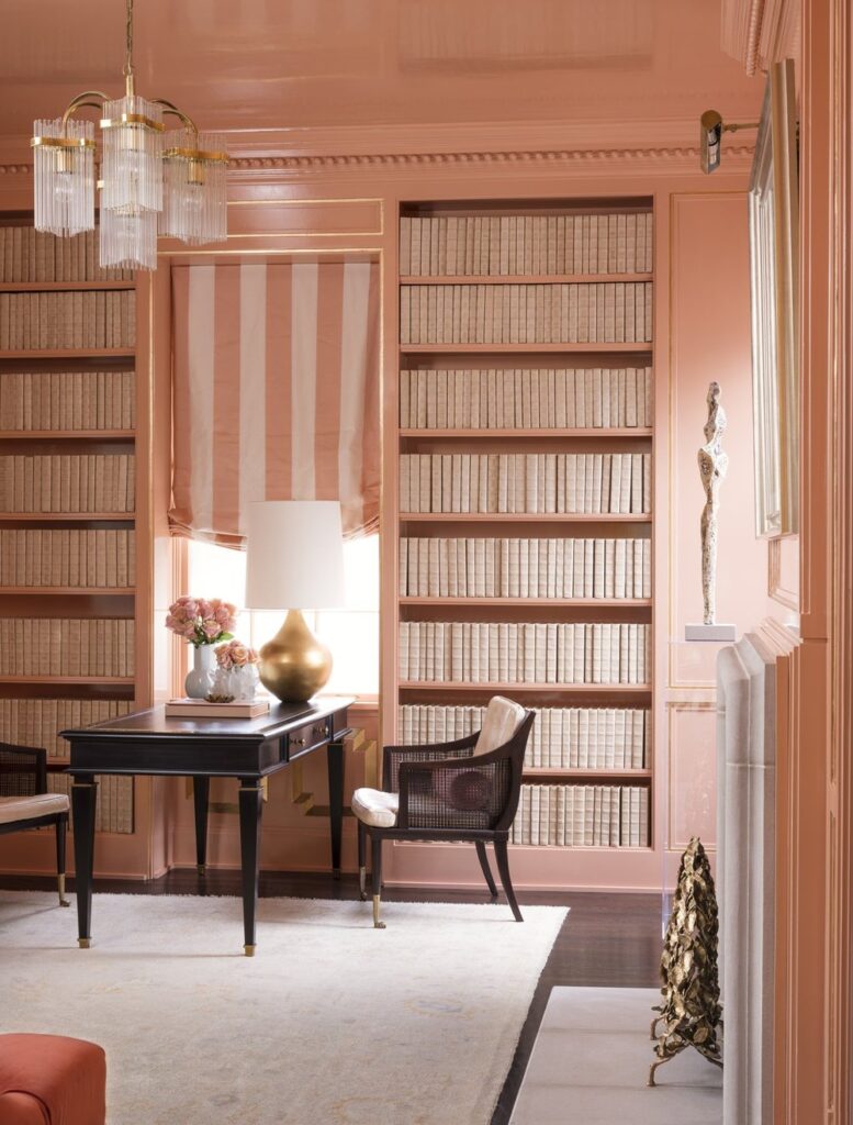 salmon and rust colored home office