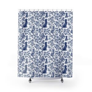 Etsy toile dog shower curtain