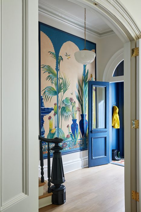Bright blue vestibule