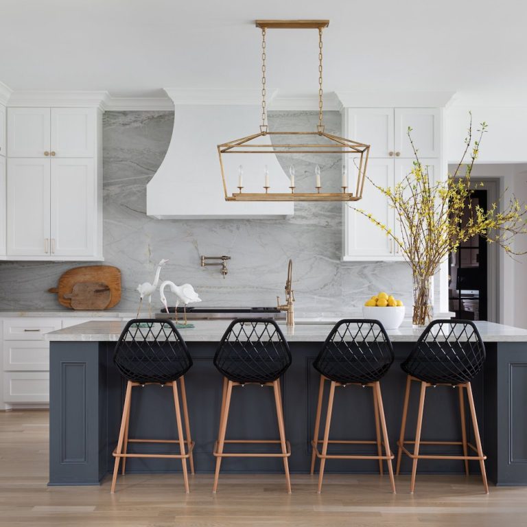 updated white and navy kitchen
